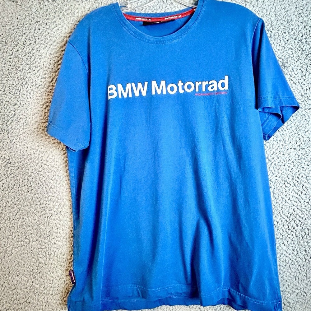 BMW LOGO Motorrad Blue Mens T Shirt Size Large German Engineered Performance